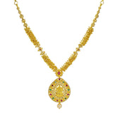 22K Yellow Gold Uncut Diamond Temple Necklace Set W/ 6.46ct Uncut Diamonds, Rubies, Emeralds, Pearls & Laxmi Pendants | 22K Yellow Gold Uncut Diamond Temple Necklace Set W/ 6.46ct Uncut Diamonds, Rubies, Emeralds, Pea...