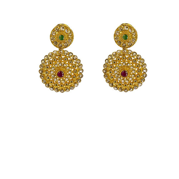 22K Yellow Gold Uncut Diamond Mango Necklace Set W/ 17.82ct Uncut Diamonds, Emeralds & Rubies | 22K Yellow Gold Uncut Diamond Mango Necklace Set W/ 17.82ct Uncut Diamonds, Emeralds & Rubies...