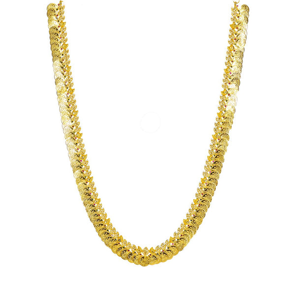 22K Yellow Gold Uncut Diamond Laxmi Necklace Set W/ 9.13ct Uncut Diamonds, Rubies, Emeralds, Pearls & Laxmi Kasu | 22K Yellow Gold Uncut Diamond Laxmi Necklace Set W/ 9.13ct Uncut Diamonds, Rubies, Emeralds, Pear...