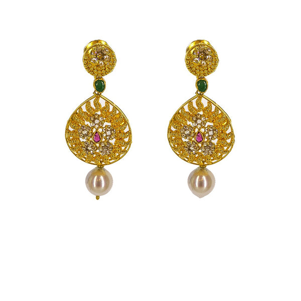 22K Yellow Gold Uncut Diamond Laxmi Necklace Set W/ 9.13ct Uncut Diamonds, Rubies, Emeralds, Pearls & Laxmi Kasu | 22K Yellow Gold Uncut Diamond Laxmi Necklace Set W/ 9.13ct Uncut Diamonds, Rubies, Emeralds, Pear...