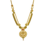 22K Yellow Gold Uncut Diamond Antique Temple Necklace Set W/ 33.95ct Uncut Diamonds, Rubies, Emeralds & Drop Pearls | 22K Yellow Gold Uncut Diamond Antique Temple Necklace Set W/ 33.95ct Uncut Diamonds, Rubies, Emer...