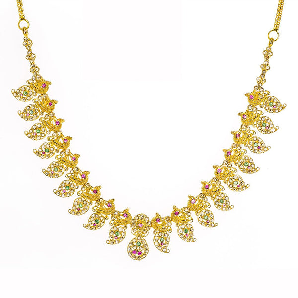 22K Yellow Gold Uncut Diamond Mango Necklace W/ 6.92ct Uncut Diamonds, Rubies & Emeralds | 22K Yellow Gold Uncut Diamond Mango Necklace W/ 6.92ct Uncut Diamonds, Rubies & Emeralds for ...