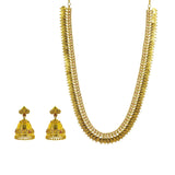 22K Yellow Gold Uncut Diamond Laxmi Necklace & Jhumki Earrings Set W/ 9.5ct Uncut Diamonds, Emeralds & Rubies |  22K Yellow Gold Uncut Diamond Laxmi Necklace & Jhumki Earrings Set W/ 9.5ct Uncut Diamonds, ...