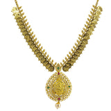 22K Yellow Gold Diamond Laxmi Necklace & Earring Set W/ 7.81ct Uncut Diamonds, Emeralds, Rubies & Pearls |  22K Yellow Gold Diamond Laxmi Necklace & Earring Set W/ 7.81ct Uncut Diamonds, Emeralds, Rub...