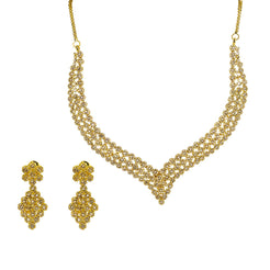 22K Yellow Gold Uncut Diamond Necklace & Earrings Set W/ 24.25ct Uncut Diamonds & Pointed Collar