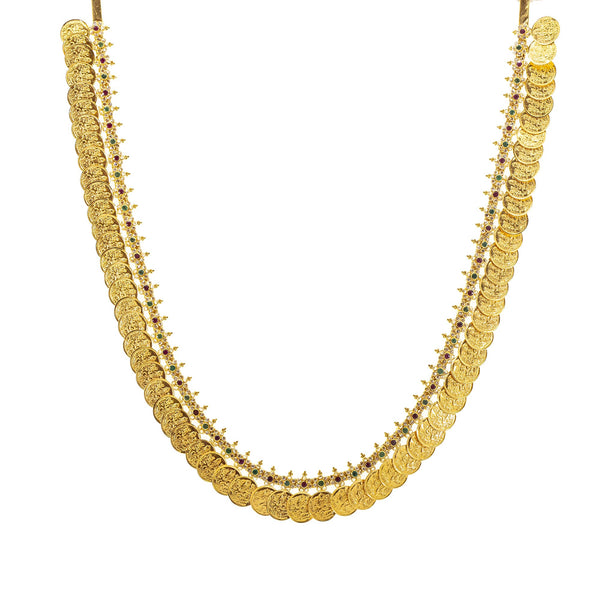 An image of the coin design 22K gold necklace from Virani Jewelers. | Show off your elegant style with this 22K gold necklace set from Virani Jewelers!

Designed with ...