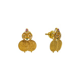 An image showing the side and post on the Laxmi 22K gold earrings from Virani Jewelers. | Celebrate elegant simplicity with this stunning 22K gold necklace set from Virani Jewelers!

Embe...