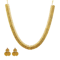 An image of the Laxmi 22K gold necklace set with uncut diamonds from Virani Jewelers.