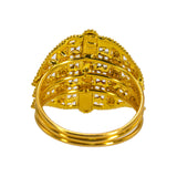 22K Yellow Gold Women's Ring W/ Beaded Filigree & Meenakari Details | Enhance your look with the subtle colors of 22K yellow gold women’s ring from Virani Jewelers! Fe...