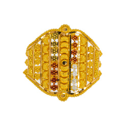 22K Yellow Gold Women's Ring W/ Beaded Filigree & Meenakari Details