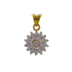 22K Yellow Gold CZ Cluster Flower Pendant