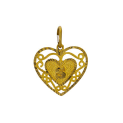 22K Yellow Gold Heart Initial Pendant W/ Letter "S"
