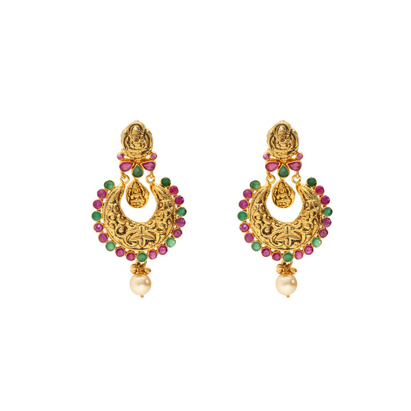 22K Gold & Gemstone Tajagna Temple Set | 
The 22K Gold & Gemstone Tajagna Jeweled Temple Set from Virani Jewelers will add a stylish f...