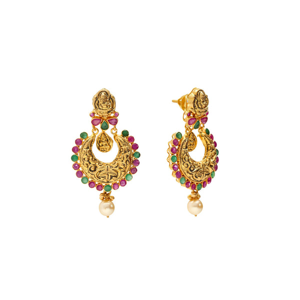 22K Gold & Gemstone Tajagna Temple Set | 
The 22K Gold & Gemstone Tajagna Jeweled Temple Set from Virani Jewelers will add a stylish f...