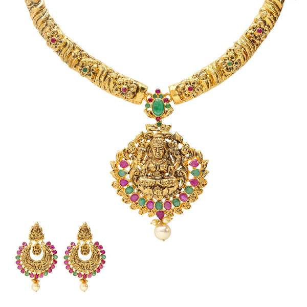 22K Gold & Gemstone Tashi Temple Set | 
The 22K Gold & Gemstone Tashi Temple from Virani Jewelers will add the glamour you need for ...