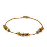 22K Multi Tone Gold Bracelet W/ CZ Gems & Textured Bicone Beads | Be elegantly stylish in this beautiful 22K multi tone gold women’s bracelet from Virani Jewelers!...