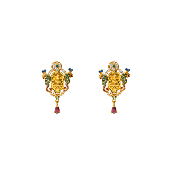 22K Multi Tone Gold & Gemstone Jeweled Temple Set | 
The 22K Multi Tone Gold & Gemstone Jeweled Temple Set from Virani Jewelers brings an air of ...