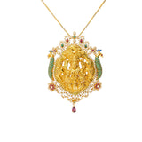 22K Multi Tone Gold & Gemstone Jeweled Temple Set | 
The 22K Multi Tone Gold & Gemstone Jeweled Temple Set from Virani Jewelers brings an air of ...