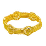 22K  Yellow Gold Bangles Set of 2 W/ Beaded Filigree & Round Shield Details |  22K Yellow Gold Bangles Set of 2 W/ Beaded Filigree & Round Shield Details for women. These ...