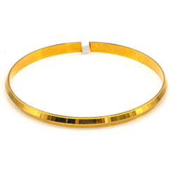 22K Yellow Gold Bangle for Kids W/ Slightly Faceted Frame