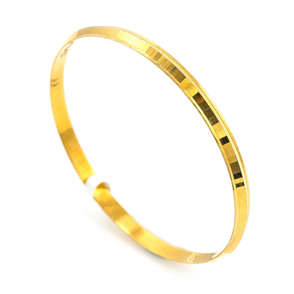 22K Yellow Gold Bangle for Kids W/ Slightly Faceted Frame |  22K Yellow Gold Bangle for Kids W/ Slightly Faceted Frame. This beautiful and smooth Slightly fa...