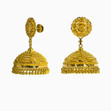 22K Yellow Gold Jhumki Drop Earrings W/ Beaded Filigree & Wide Ornate Domes |  22K Yellow Gold Jhumki Drop Earrings W/ Beaded Filigree & Wide Ornate Domes for women. These...