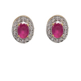 22K Yellow Gold Necklace & Earrings Set W/ Rubies & CZ Gems on Round Pendant |  22K Yellow Gold Necklace & Earrings Set W/ Rubies & CZ Gems on Round Pendant for women. ...