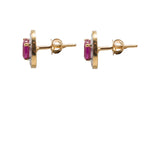 22K Yellow Gold Necklace & Earrings Set W/ Rubies & CZ Gems on Round Pendant |  22K Yellow Gold Necklace & Earrings Set W/ Rubies & CZ Gems on Round Pendant for women. ...