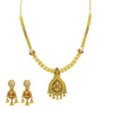 22K Multi Tone Gold Necklace & Earring Set W/ Meenakari Designs & Beaded Filigree Pear Pendants | 22K Multi Tone Gold Necklace & Earring Set W/ Meenakari Designs & Beaded Filigree Pear Pe...