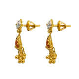 22K Multi Tone Gold Necklace & Earring Set W/ Meenakari Designs & Beaded Filigree Pear Pendants | 22K Multi Tone Gold Necklace & Earring Set W/ Meenakari Designs & Beaded Filigree Pear Pe...