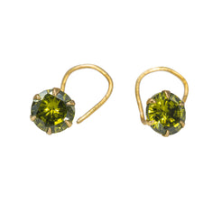 22K Yellow Gold Nose Pin W/ Prong Set Emerald & Wire Hook Insert