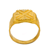 22K Yellow Gold Men's Signet Ring W/ Etched "X" Design |  22K Yellow Gold Men's Signet Ring W/ Etched 