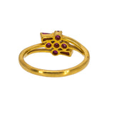 22K Yellow Gold Ruby Ring W/ Vintage Cluster Design | Add a vintage twist to your desired look with this radiant 22K yellow gold ruby women’s ring from...