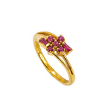 22K Yellow Gold Ruby Ring W/ Vintage Cluster Design | Add a vintage twist to your desired look with this radiant 22K yellow gold ruby women’s ring from...