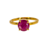 22K Yellow Gold Ruby Ring W/ Classic Prong Set | Make a classic women with your daily look in this 22K yellow gold ruby women’s ring from Virani J...