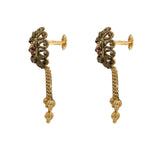 22K Multi Tone Gold Earrings & Necklace Set W/ Ruby, CZ Gems, Charms & Open Tassel Pendant |  22K Multi Tone Gold Earrings & Necklace Set W/ Ruby, CZ Gems, Charms & Open Tassel Penda...