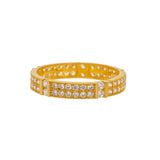 22K Yellow Gold Women's CZ Band Ring W/ Double Inlay Setting | Add a dainty hint of gold to finish your special look with this exquisite 22K yellow gold CZ wome...