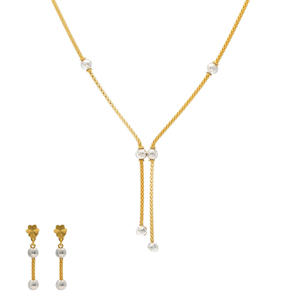 22K Yellow & White Gold Perla Jewelry Set | 
The 22K Yellow and White Gold Perla Jewelry Set from Virani Jewelers will bring life to any outf...
