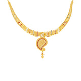 22K Yellow Gold Meenakari Necklace & Earring Set W/ Mango Shaped Pendant | Show off your stunning sense of style with this beautiful 22K gold necklace set from Virani Jewel...