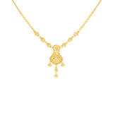 An image showing the Virani Jewelers 22K gold necklace featuring a pendant with three dangle details. | Look your very best with this 22K gold necklace set from Virani Jewelers!

Set includes 22K gold ...