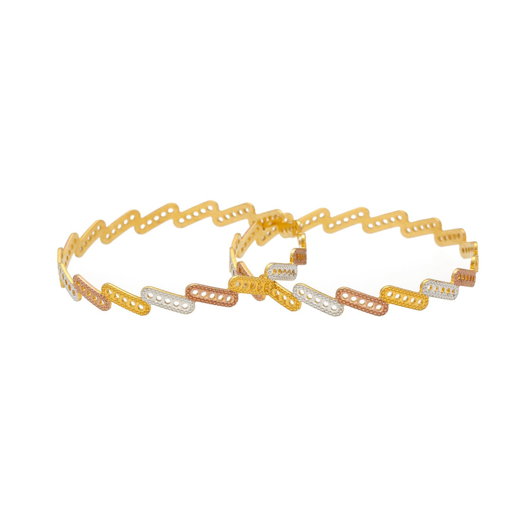 22K Gold Multi Tone Set of Two Bangles, 32.5gm | 


Put a fresh and modern spin to your everyday look with this set of two 22K multi tone gold ban...