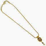 22K Yellow Gold Necklace and Earrings Set W/ Blue Enamel & Reversible Oval Pendants |  22K Yellow Gold Necklace and Earrings Set W/ Blue Enamel & Reversible Oval Pendants for wome...