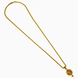 22K Yellow Gold Necklace and Earrings Set W/ Domed Pendants & Dark Enamel Paint |  22K Yellow Gold Necklace and Earrings Set W/ Domed Pendants & Dark Enamel Paint for women. T...