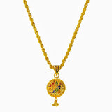 22K Yellow Gold Necklace and Earrings Set W/ Enamel Paint & Domed Shield Pendants |  22K Yellow Gold Necklace and Earrings Set W/ Enamel Paint & Domed Shield Pendants for women....