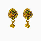 22K Yellow Gold Necklace and Earrings Set W/ Enamel Paint & Domed Shield Pendants |  22K Yellow Gold Necklace and Earrings Set W/ Enamel Paint & Domed Shield Pendants for women....