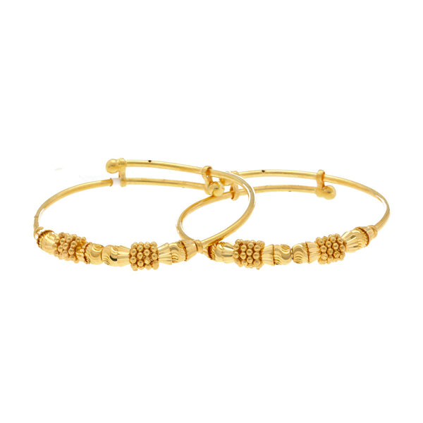 22K Yellow Gold Cheerful Baby Bangle Set | 
Every child needs bangles they can cherish forever. Our 22K Yellow Gold Cheerful Beads Bangle Se...