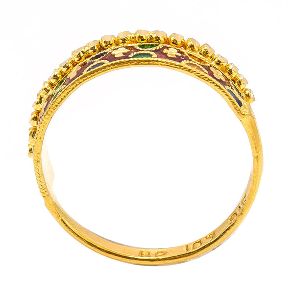 22K Yellow Gold Enamel Ring W/ Stacked Scallop Design | 22K Yellow Gold Enamel Ring W/ Stacked Scallop Design for women. This ornate 22K yellow gold ring...