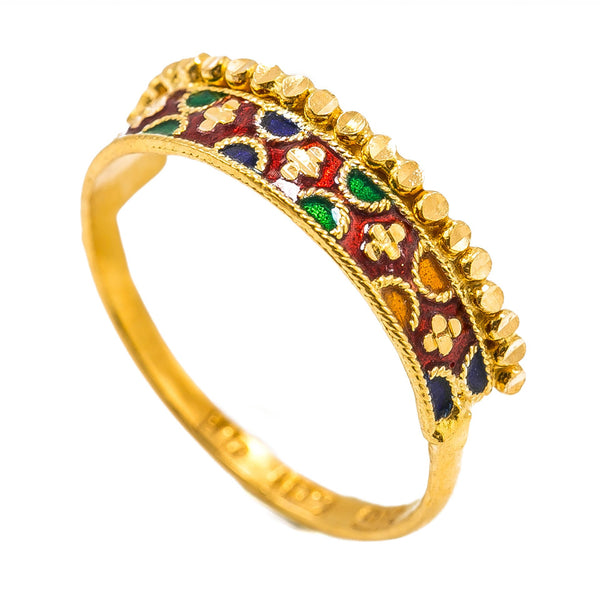 22K Yellow Gold Enamel Ring W/ Stacked Scallop Design | 22K Yellow Gold Enamel Ring W/ Stacked Scallop Design for women. This ornate 22K yellow gold ring...