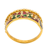 22K Yellow Gold Enamel Ring W/ Crown Design & Mirror Wing Details | 22K Yellow Gold Enamel Ring W/ Crown Design & Mirror Wing Details for women. This beautiful 2...