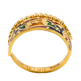 22K Yellow Gold Enamel Ring W/ Crown Design & Curved Rope Details | 22K Yellow Gold Enamel Ring W/ Crown Design & Curved Rope Details for women. This beautiful 2...